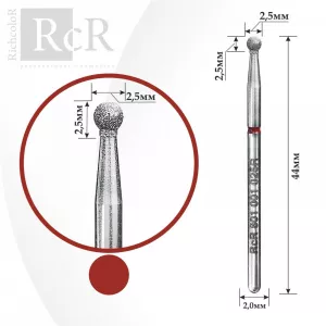 Фреза алмазная RcR 801 001 025R Шар (сфера с красной насечкой)