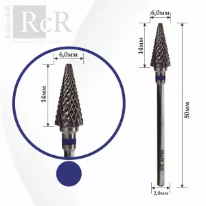 Насадка для фрезера твердосплавна RcR 25 "Ялинка" (насічка синя), 6 мм