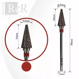 Насадка для фрезера твердосплавная RcR 26 "Ёлка" (насечка красная), 6 мм