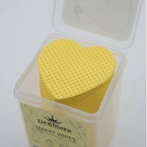 Безворсові серветки Designer HEART у формі серця та з перфорацією, 200 шт/контейнер (колір жовтий)