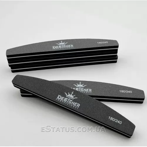 Баф для нігтів Designer 180/240 півмісяць, колір чорний