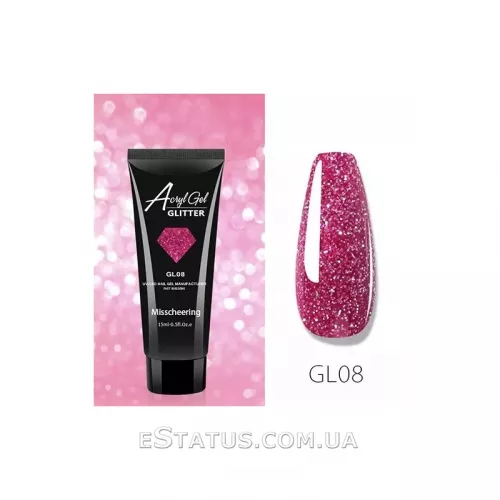 Полигель/Polygel Misschering Glitter GL-08, 15 мл