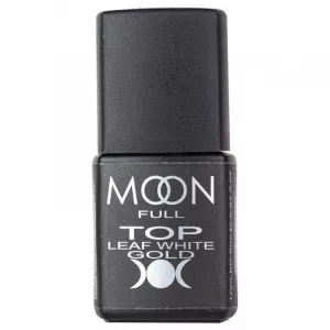 Moon Full Top Leaf White Gold (топ без липкого шару для гель лаку з поталлю), 8 мл Moon Full Top Leaf White Gold (топ без липкого шару для гель лаку з поталлю), 8 мл - Фото 1
