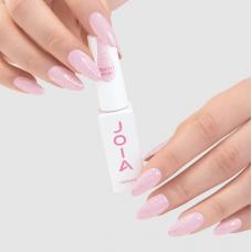 PolyLiquid Gel JOIA vegan Delicate Blush рідкий гель для зміцнення та моделювання (молочно-рожевий із золотою поталлю), 8 мл