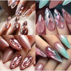 Гелевые типсы Designer 3D Diamond Mix Fast Gel Tips DX2 для наращивания ногтей, 336 шт., 7 форм/уп 