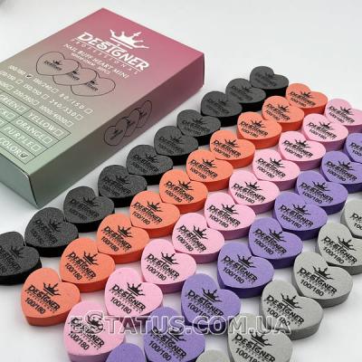 Двосторонній міні баф Nail Buff Heart Mini Designer 100/180 грит, 1 шт.