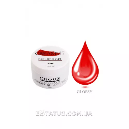 Гель для нарощування Creamy Builder Gel Crooz №17 (насичено-червоний), 30 мл