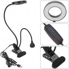 Лампа 2в1 FX-212 манікюрна лампа для гелевих типсів та форм, 5 Вт та лампа для освітлення, 12 Вт на прищіпці (USB)