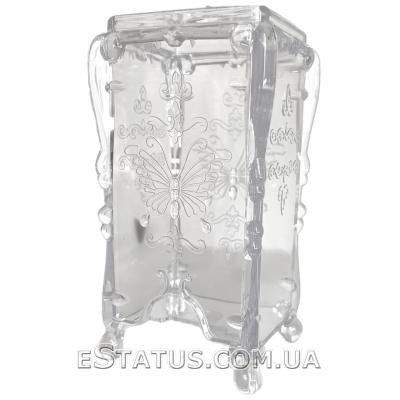 Пластиковый контейнер/подставка для безворсовых салфеток с метеликом, цвет прозрачный