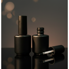 Скляна пляшка циліндрична з пензликом (тара) для косметики, колір чорний, 15 мл