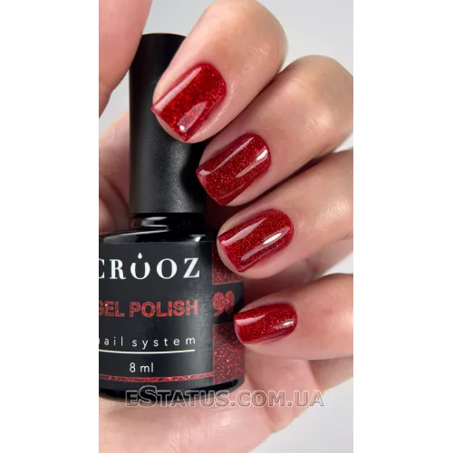 Гель лак Crooz №90 (насыщенный красный с шиммером), 8 мл
