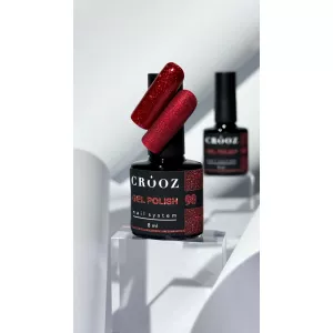 Гель лак Crooz №90 (насыщенный красный с шиммером), 8 мл - Фото 2
