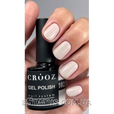 Гель лак Crooz №102 (нежно молочно-бежевый нюд), 8 мл Гель лак Crooz №102 (нежно молочно-бежевый нюд), 8 мл