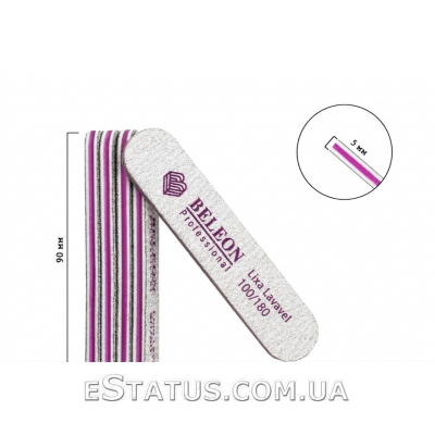 Мини пилка для ногтей Beleon 100/180, овал