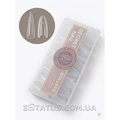 Двойные верхние формы сэндвич для наращивания ногтей Beleon Stiletto, 240 шт.