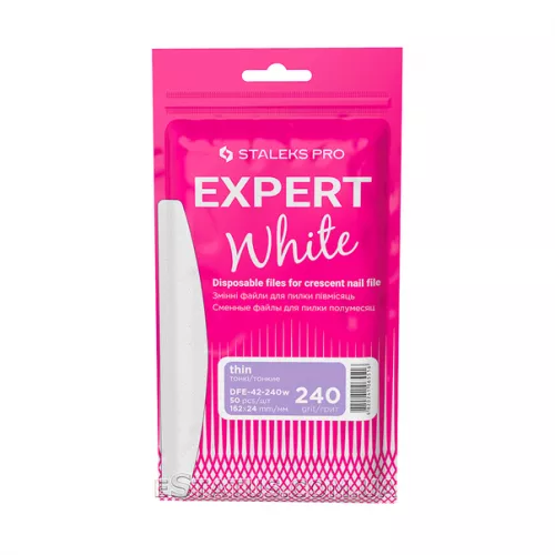 Набор сменных белых файлов для пилки полумесяц 240 грит STALEKS PRO EXPERT 42, 50 шт. Набор сменных белых файлов для пилки полумесяц 240 грит STALEKS PRO EXPERT 42, 50 шт.