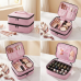 Двухрівневий б'юті-кейс-органайзер для зберігання матеріалів, колір пудрово-рожевий