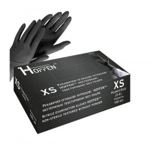 Рукавички нітрилові Hoffen чорні, розмір XS, 100 шт