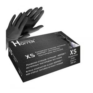 Перчатки нитриловые Hoffen чёрные, размер XS, 100 шт