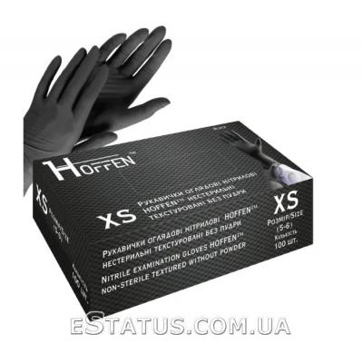 Перчатки нитриловые Hoffen чёрные, размер XS, 100 шт Перчатки нитриловые Hoffen чёрные, размер XS, 100 шт