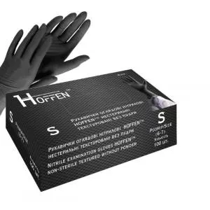 Перчатки нитриловые Hoffen чёрные, размер S, 100 шт