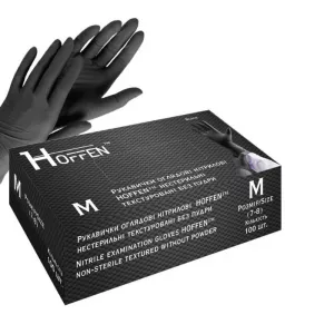 Перчатки нитриловые Hoffen чёрные, размер M, 100 шт
