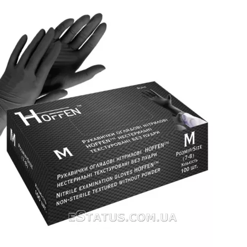Перчатки нитриловые Hoffen чёрные, размер M, 100 шт
