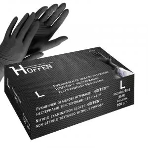 Перчатки нитриловые Hoffen чёрные, размер L, 100 шт