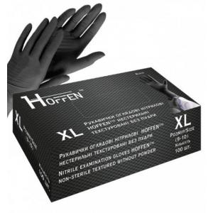 Рукавички нітрилові Hoffen чорні, розмір XL, 100 шт