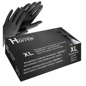 Перчатки нитриловые Hoffen чёрные, размер XL, 100 шт