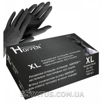 Перчатки нитриловые Hoffen чёрные, размер XL, 100 шт Перчатки нитриловые Hoffen чёрные, размер XL, 100 шт