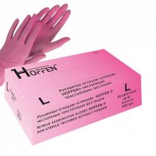 Перчатки нитриловые Hoffen розовые, размер L, 100 шт