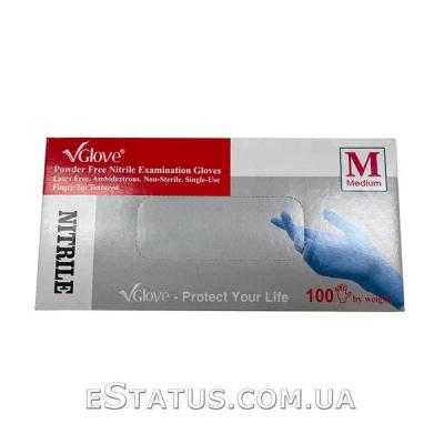 Перчатки нитриловые VGlove голубые, размер M, 100 шт Перчатки нитриловые VGlove голубые, размер M, 100 шт