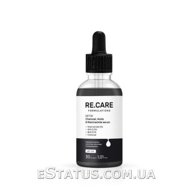 Сироватка-детокс з вугіллям та ніацинамідом RE.CARE Detox Charcoal & Niacinamide Serum, 30 мл