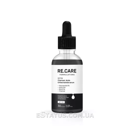 Сироватка-детокс з вугіллям та ніацинамідом RE.CARE Detox Charcoal & Niacinamide Serum, 30 мл