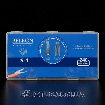 Двойные верхние формы сэндвич для наращивания ногтей Beleon S-1 (балерина короткая), 240 шт.