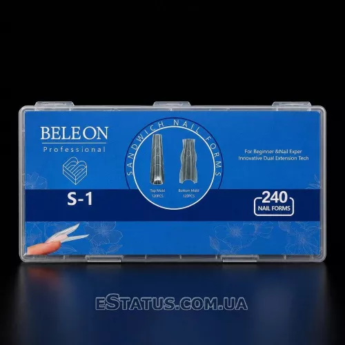 Двойные верхние формы сэндвич для наращивания ногтей Beleon S-1 (балерина короткая), 240 шт.