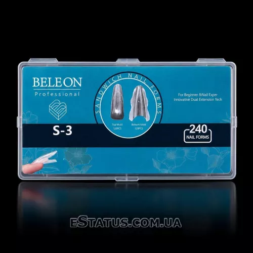 Двойные верхние формы сэндвич для наращивания ногтей Beleon S-3 (миндаль), 240 шт.
