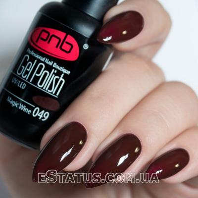 Гель лак PNB №049 (темный коричнево-бордовый, эмаль)