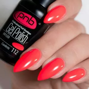 Гель лак PNB №112 (яркий розово-коралловый неоновый, эмаль)