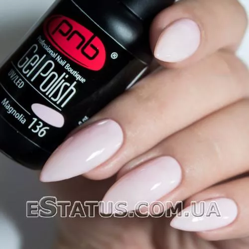 Гель лак PNB №136 (светлый нежно-розовый, эмаль)