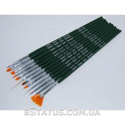 Набір пензлів для малювання та нарощування YRE Nail Art Brush NK-04, 12 шт