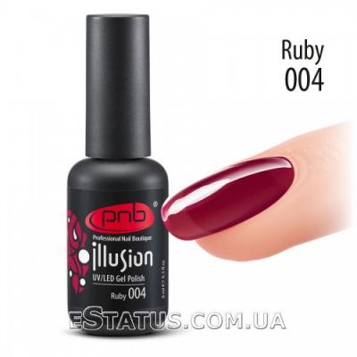 Вітражний гель-лак PNB Illusion Ruby 004, 4 мл