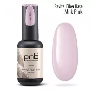 Восстанавливающая база с нейлоновыми волокнами Revital Fiber Base PNB, Milk Pink (003), HEMA FREE (молочно-розовая), 8 мл