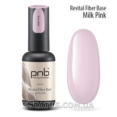 Восстанавливающая база с нейлоновыми волокнами Revital Fiber Base PNB, Milk Pink, HEMA FREE (молочно-розовая), 8 мл