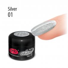 Shimmer Gel Paste / Гель паста з шиммером PNB 01 срібло