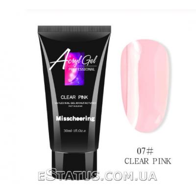 Полігель/Poly gel Misschering №07 clear pink (прозоро-рожевий), 30 мл