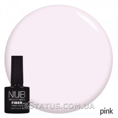 База для гель-лаку з волокнами NUB Fiber Base Coat Pink, колір рожево-ліловий, 8 мл