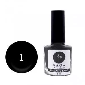 Лак-краска для стемпинга Saga №1 (черный) с липким слоем, 8 мл