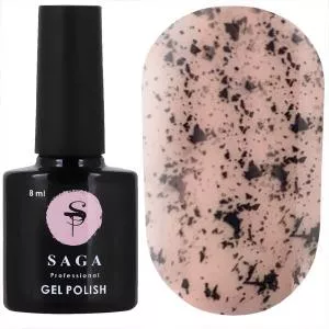 Топ для гель-лака без липкого слоя Saga Professional Top 05 (Перепелиное яйцо) с черными хлопьями, 8 мл